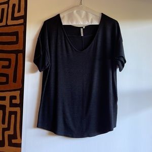 Banana Republic black knit short sleeve v neck sweater size medium